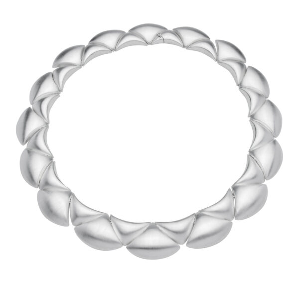 The Pacific necklace is beautifully sculpted in brushed and polished silver.