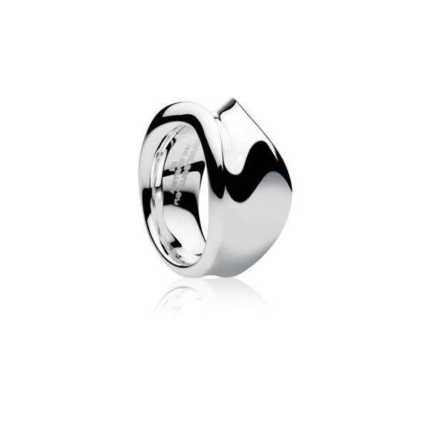 Ebb Tide ring sculpted in high polished silver