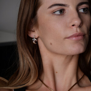 South Atlantic Small Hoop Earrings in polished sterling silver with smokey quartz, citrines and lemon quartz, designed by Daniel Bentley. Elegant gemstone hoops inspired by the colours and energy of the South Atlantic coast.