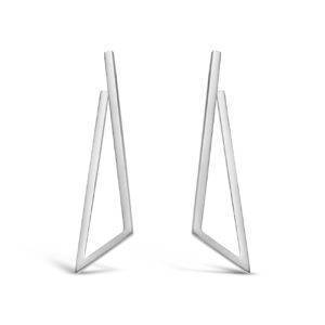 Tribute long twist earrings sculpted in brushed and polished silver