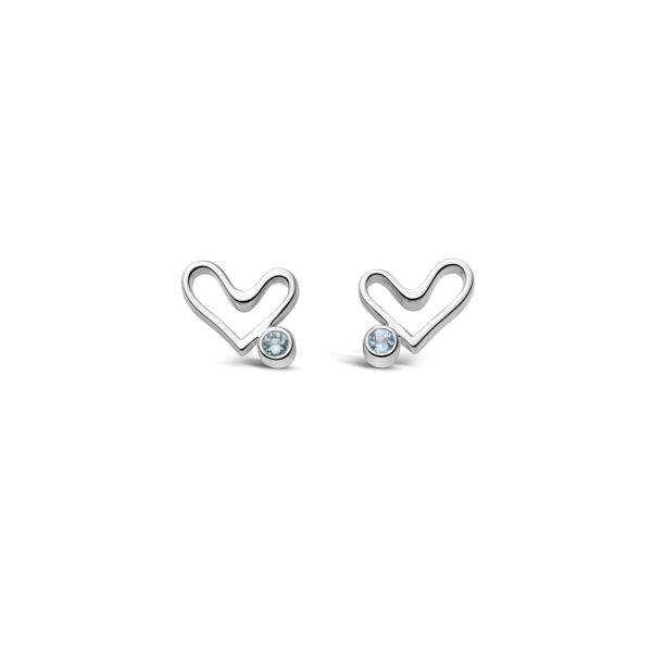 heart earrings with aquamarines