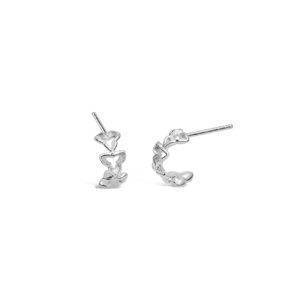 Wild Iris small loop earrings sculpted in brushed and polished silver.