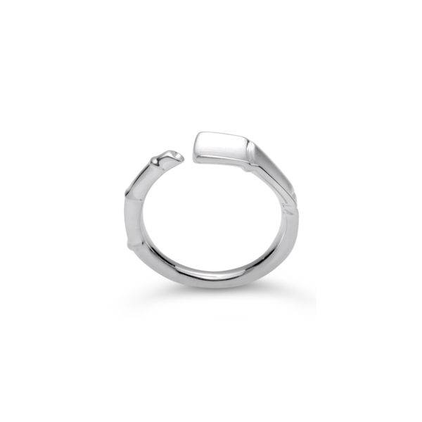Bamboo ring in brushed and polished silver