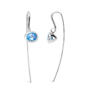 Nouvelle Lily earrings in high polished silver with blue topaz