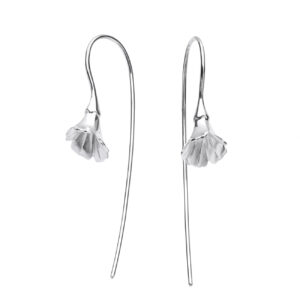 Fleur long earrings sculpted beautifully in brushed and polished silver