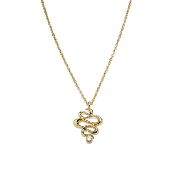 Broadwater small necklace sculpted in yellow gold with 0.03ct diamond