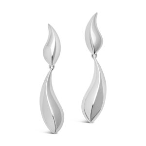 Voyager double earrings sculpted in silver. Emulating the mother and calf whales on their journey.