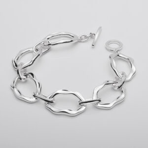 Ebb Tide bracelet large round elements is sculpted in high polished silver.