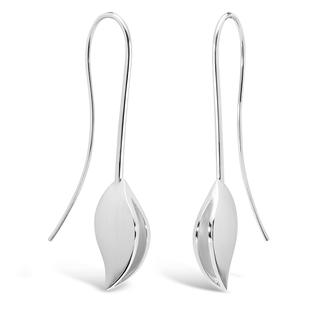Nature-inspired Grevillea Long Earrings in sterling silver by Daniel Bentley