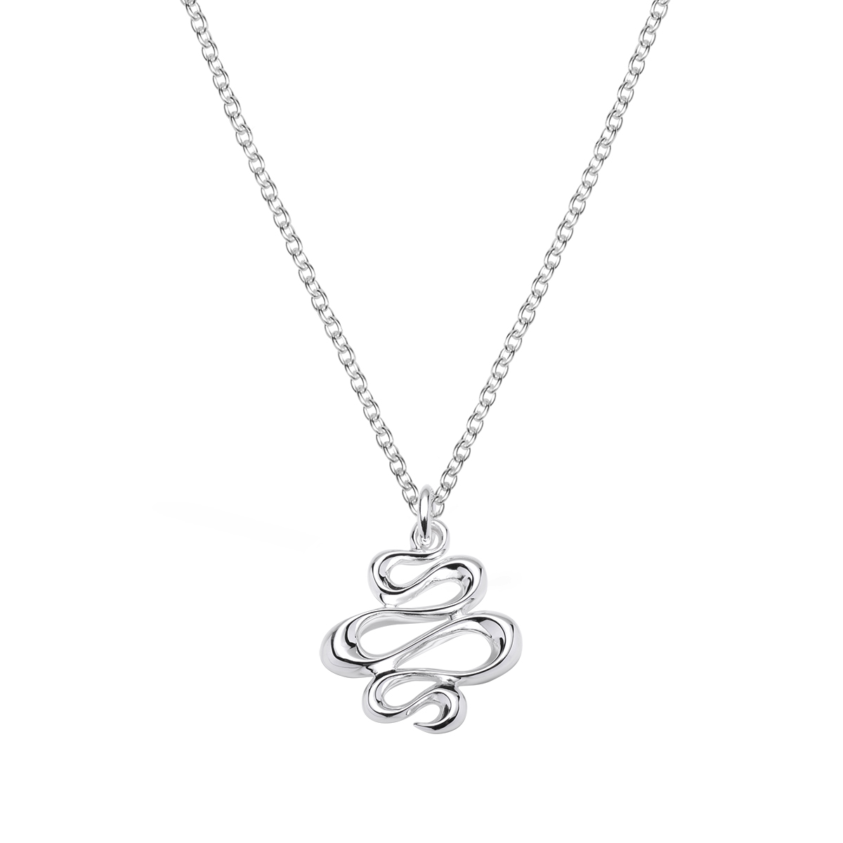 Sculptural silver necklace inspired by water and coastal forms – Broadwater design
