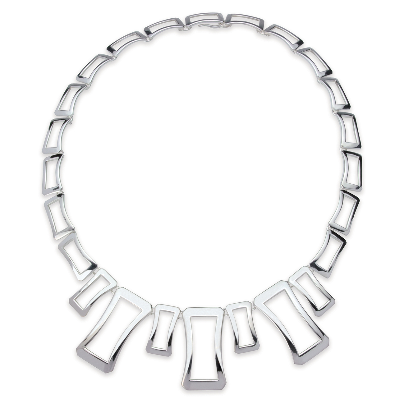 Deanna Necklace in polished sterling silver, designed by Daniel Bentley. Refined design inspired by Greek architecture with smooth, polished finish and perfect symmetry.