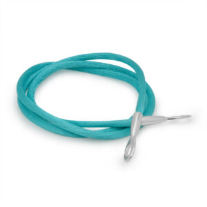 Satin Cord in turquoise rayon with specially designed silver clasp.